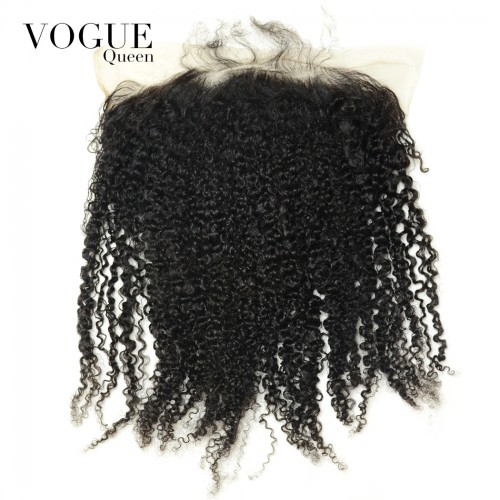 Afro Kinky Curly 3b 3c 13x6 Lace Frontal  Virgin Brazilian Human Hair Ear To Ear Lace Frontal Pre Plucked Natural Hair line with Baby Hair